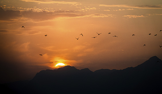 Maisemakuva Afganistanista, auringonlasku