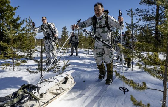 Sotilaita hiihtämässä