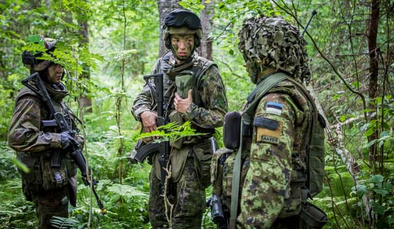 Three soldiers in the forest