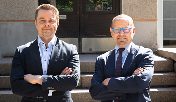 Assistant Professor of Technology Adaptation Marko Höyhtyä (pictured left) and Tapio Peltomäki (pictured right).