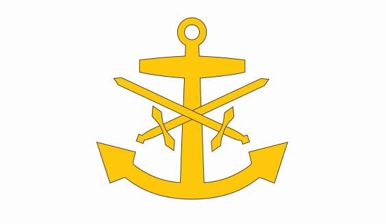 Rannikkolaivaston logo, jossa miekat ankkurin päällä