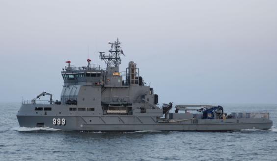 Multipurpose Vessel Louhi at sea.